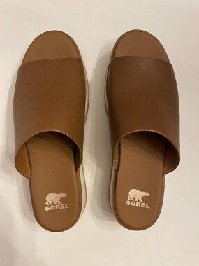 Sorel "Dayspring" slide platform sandals, size 9.5